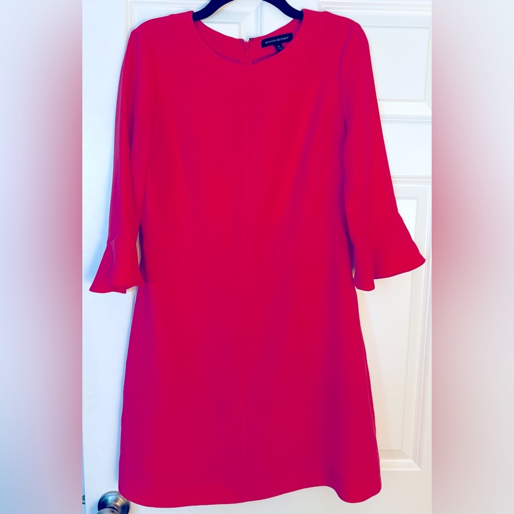 Banana Republic Rich Pink 3/4 Flare Sleeve Dress